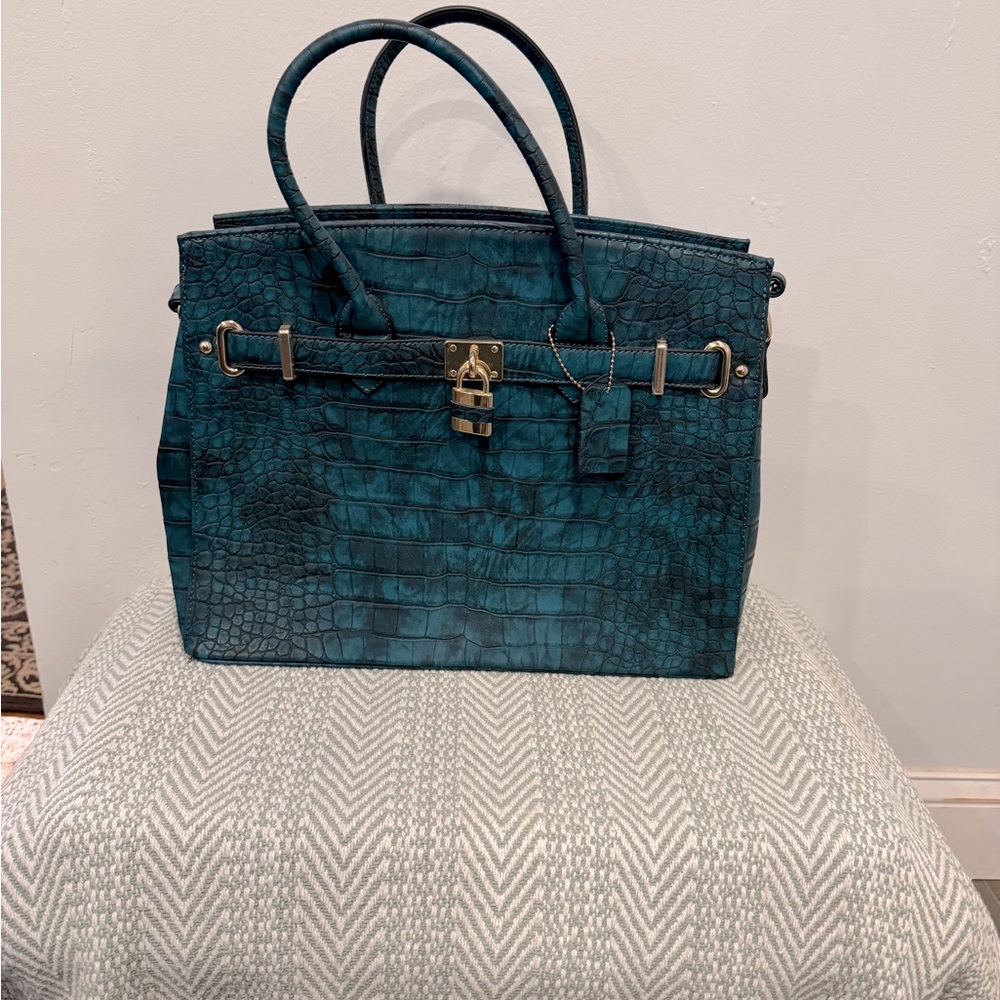 Dasein Teal and Black Business Tote